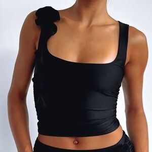 White fox black tank top